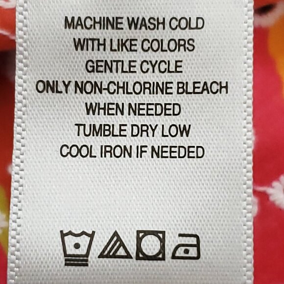 John Mark Eyelet Embroidered Watercolor Roll-Tab Sleeve Button Front Top Large - Picture 14 of 14